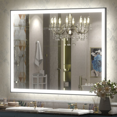 Miroir de salle de bain / de meuble-lavabo avec cadre en verre trempé à DEL certifié Aevar UL avec garantie de 3 ans