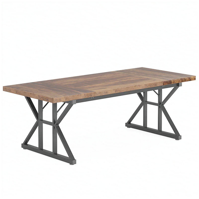 X-shaped Design Kitchen Table,Dining Table,Computer desk, Brown, Black