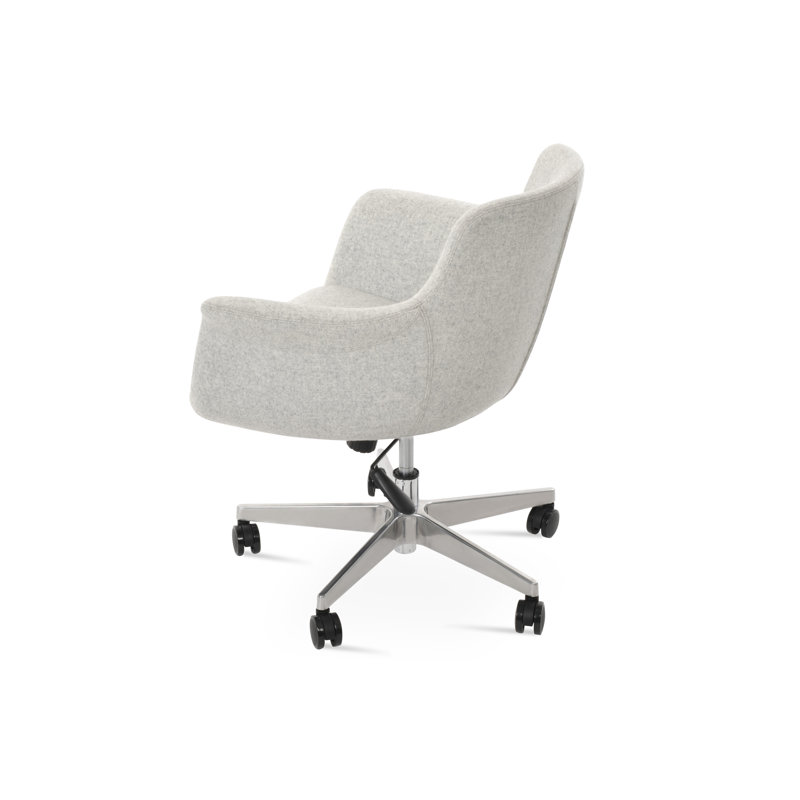 Bottega Lounge Office Chair, Silver Wool, Chrome
