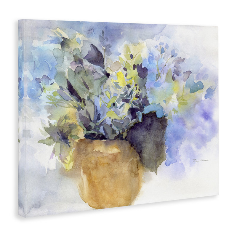 "Watercolor Blue Hydrangea", art mural par Evelia Designs, H 16 po x l 20 po
