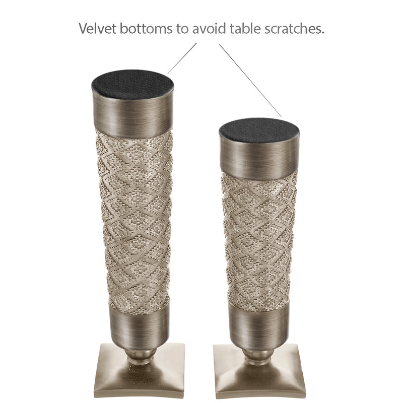 Dublin Silver Textured Pillar Candle Holder Set of 2
