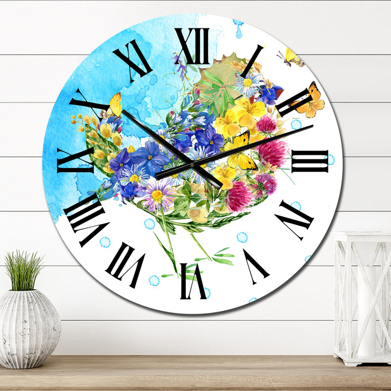 Horloge murale traditionnelle avec oiseaux d'été et papillons, Petit