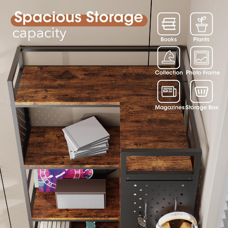 Bibliothèque industrielle 17 étages à 5 niveaux avec bibliothèque en bois et métal