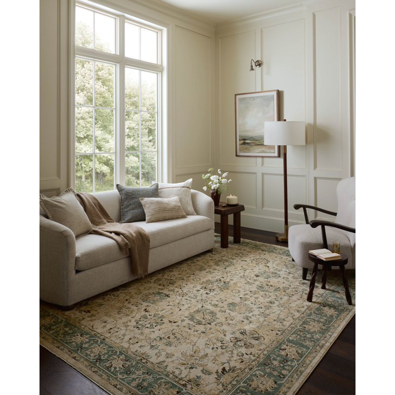 Loloi Soraya Ant. Ivory / Blue Traditional Area Rug, Runner 3'7" x 7'9"