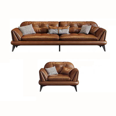 Retro oil wax leather business office sofa set