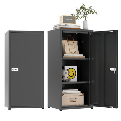 34.6"h Metal Locker Storage Cabinet With Lock, Small Lockable Employees Locker With Adjustable Shelf & Feet, Steel Single Door Lockable Cabinet For Home, School, Office, Gym