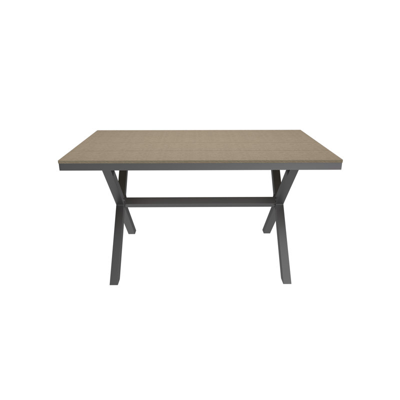 Rectangular Metal Outdoor Dining Table , 59'' in. W 35.4'' in. D, Brown, Gray
