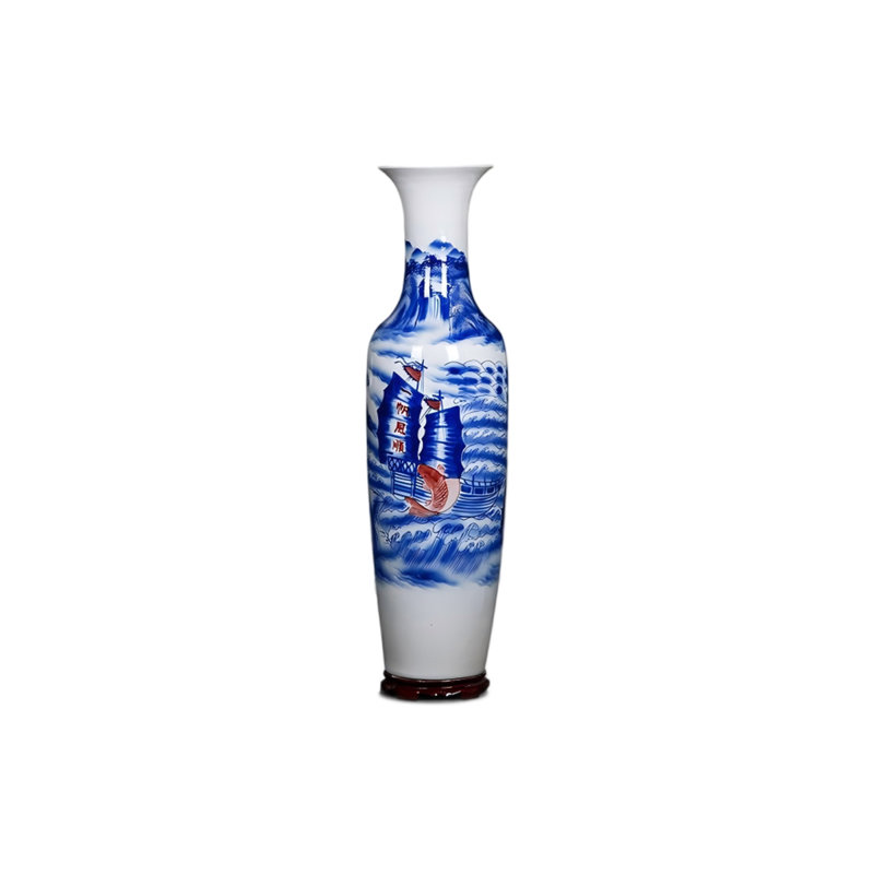 70.87"A decorative vase made in Jingdezhen with hand-painted beautiful landscape pictures of the river.