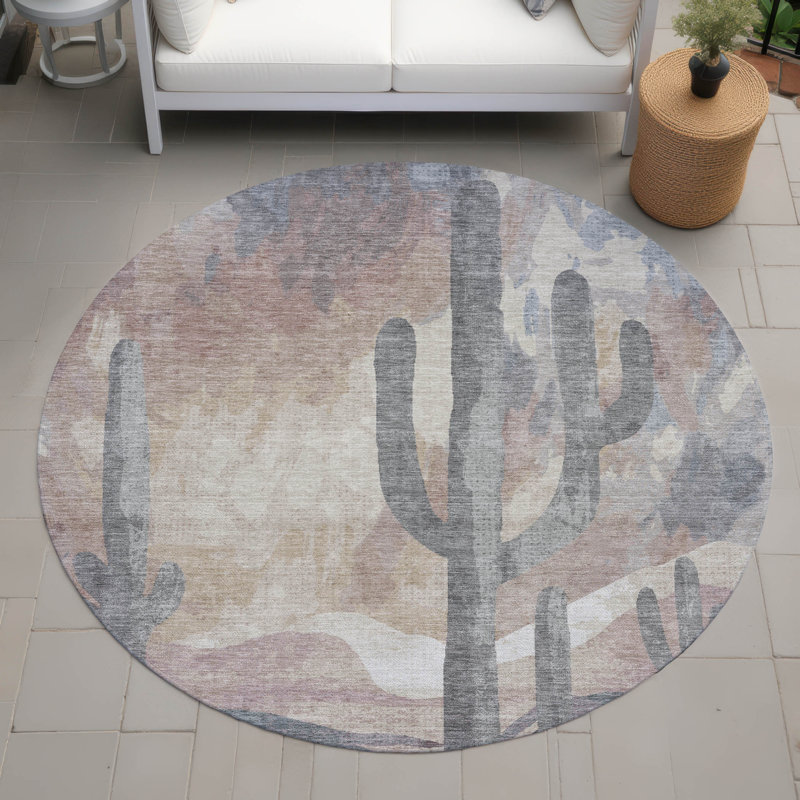 Tapis botanique intérieur / extérieur lavable à la machine Braegger ACN2337, Rond 8 pi
