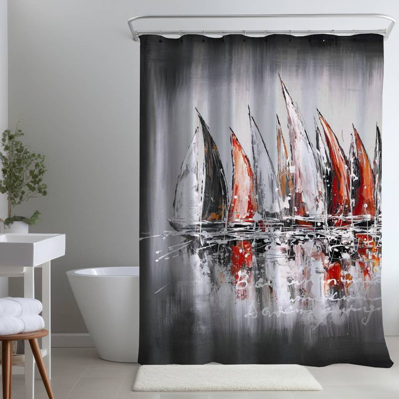 Shower Curtain CO16 – Polyester Shower Curtain, Dye Sublimation Print, 71" W × 74" L