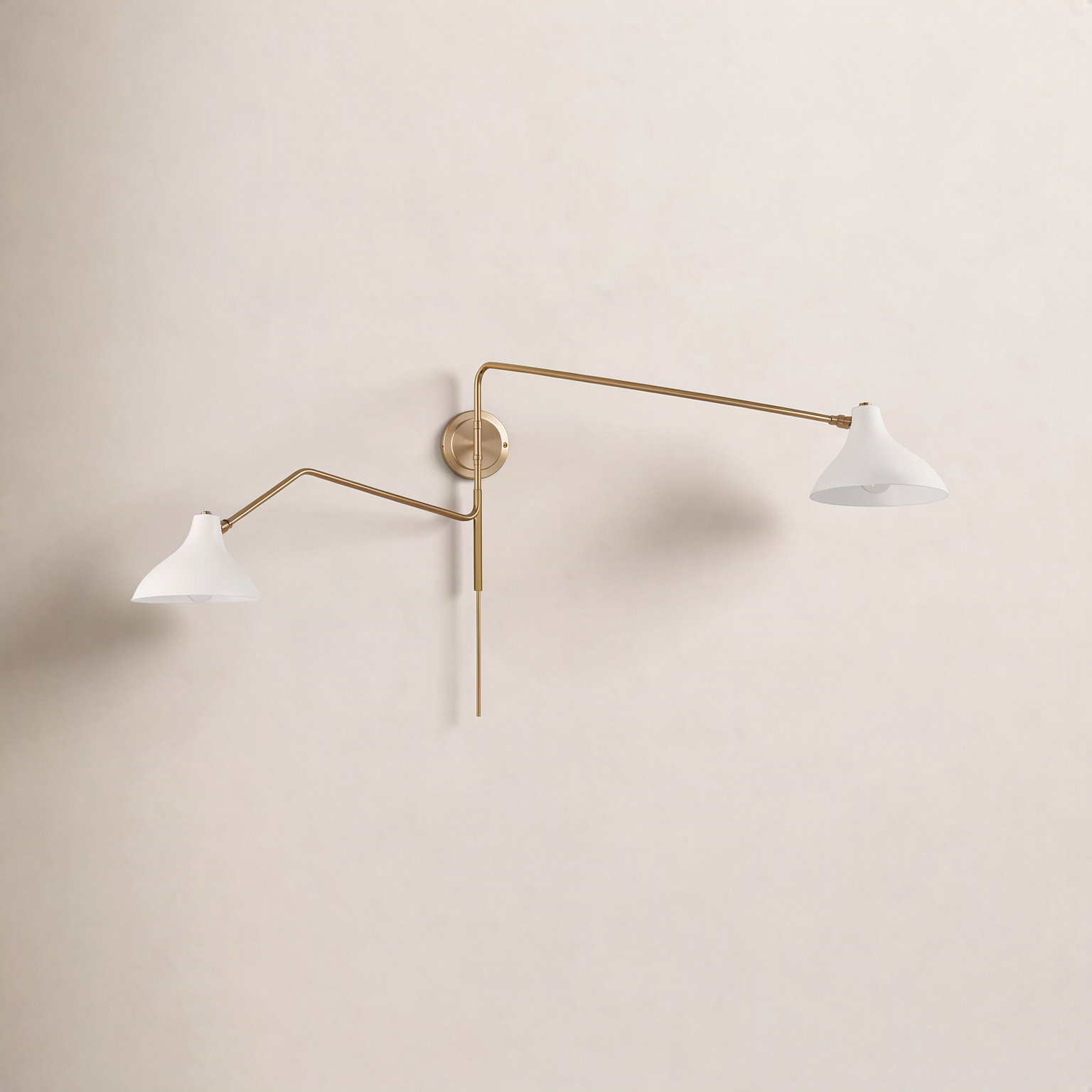 Elyse 2-Light Swing Arm Sconce, White, Brass