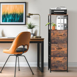 Vertical Filing Cabinets for Home Office, 3 Drawer with Adjustable Hanging Rail, A4/Letter Size Hanging File Folders, Mobile Printer Stand, Rustic Brown