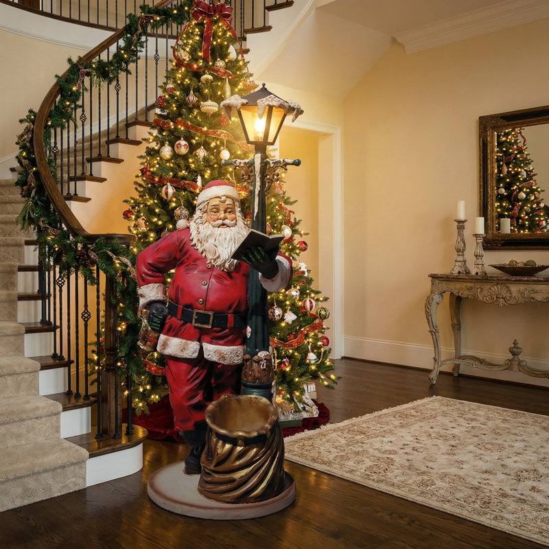Grand père Noël avec lampadaire (6 pi)