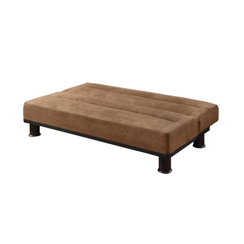 Canapé-lit moderne en bois massif avec revêtement en microfibre, 2, Brun