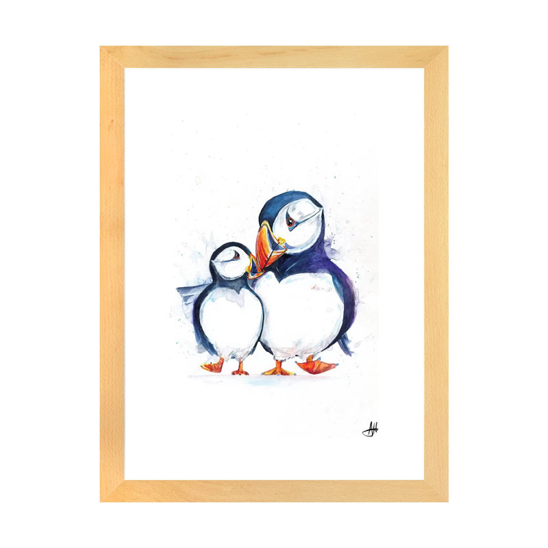 Décoration murale pour enfants Parading Puffins, H 32 po x l 24 po x P 1 po, Papier encadré naturel