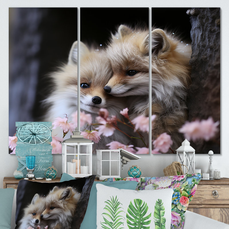 «Springtime Fox's Gaze I», art mural animal, Toile tendue, H 28 po x l 36 po