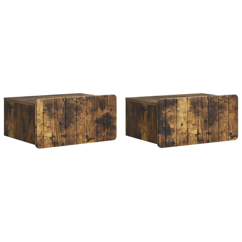 49cm W Manufactured Wood Bedside Table, Smoked Oak