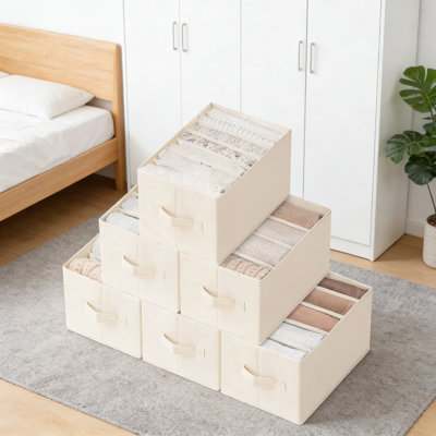 Organisateurs de garde-robe pliables en tissu, lot de 6 séparateurs de garde-robe avec poignées pour vêtements, pantalons, chandails et t-shirts