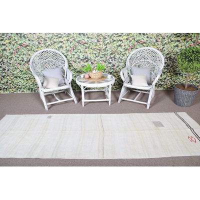 Tapis de style kilim turc antique tissé à la main en blanc pour décorer un couloir de style campagnard ou oriental