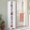 Armoire de rangement haute à deux portes pour salle de bain avec étagères réglables et organisateur de linge - Blanc