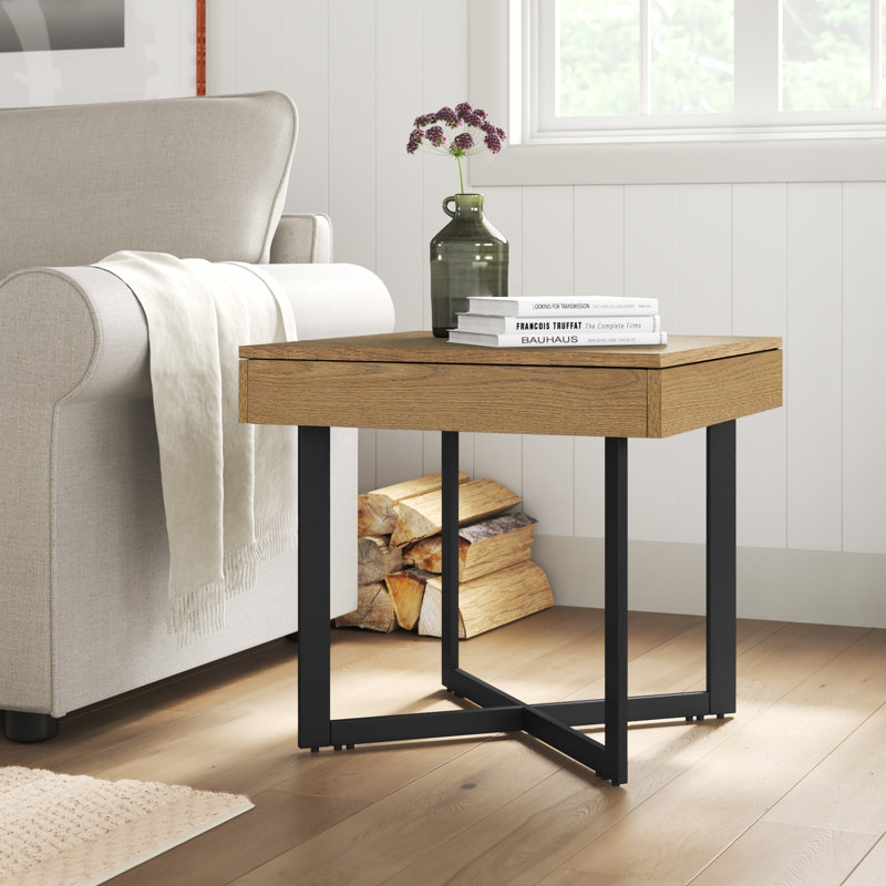 Table de bout avec rangement Hugo, Marron clair