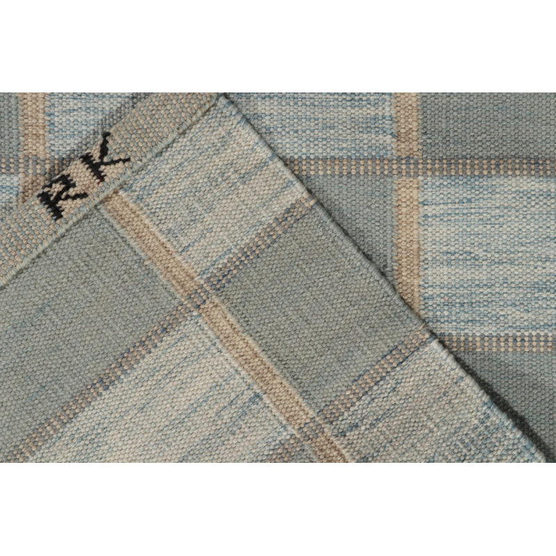 Scandinavian Hand Knotted Wool Geometric Area Rug, Runner 3' x 12'
