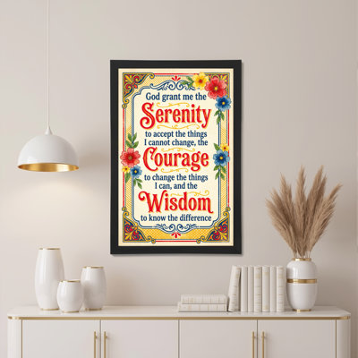 Sérénité, prière, cadre floral orné sur toile tendue, reproduction d'art sur toile