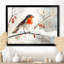 Oiseau Robin sur une branche enneigée I - oiseau, art mural-962042518-962042517-962042536