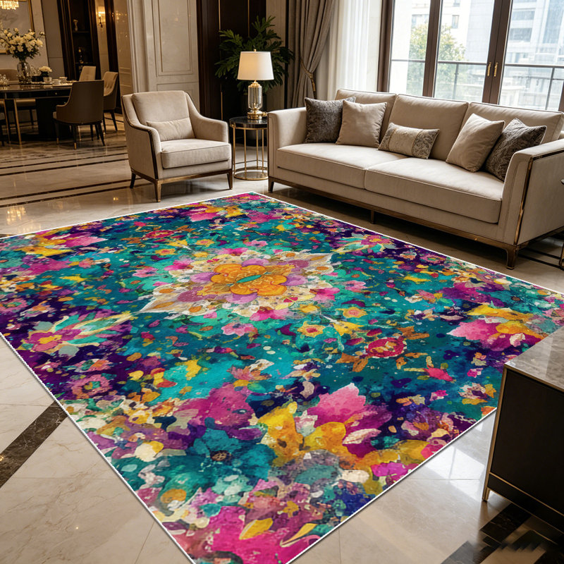 1PC Bohemian Vintage Persian Ornate Floral Medallion area rugs for Living Room, Soft and Comfortable, Suitable for all seasons, easy-to-maintain, machine washable Indoor floor mat, Under Table Farmhouse suitable for dining table, bedroom, entryway,