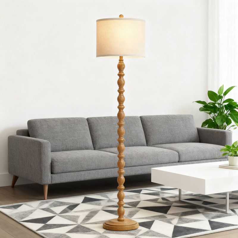 Lampe rustique rustique avec 3 températures de couleur réglables, lampe sur pied de 62 pouces pour le salon, la chambre à coucher, le bureau avec interrupteur rotatif et abat-jour en lin
