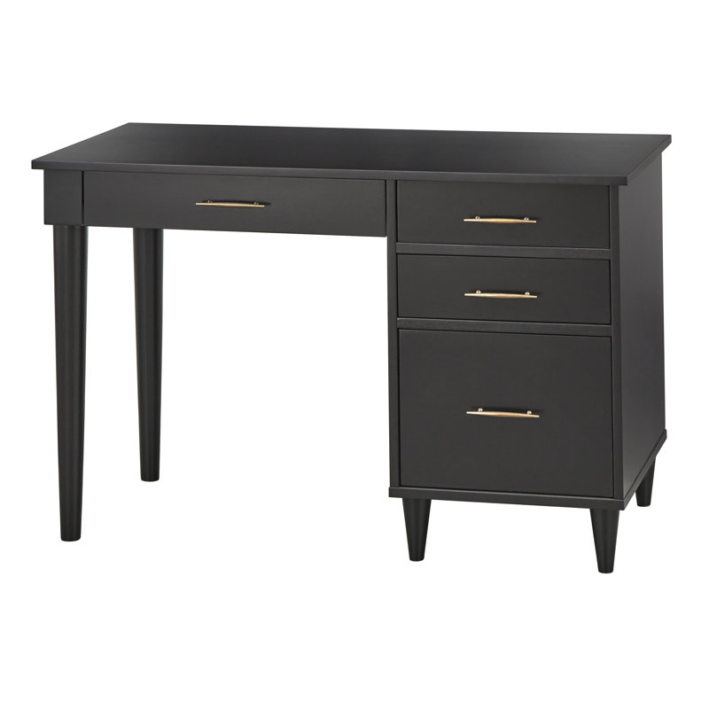 Solid Wood Base Writing Desk, Black