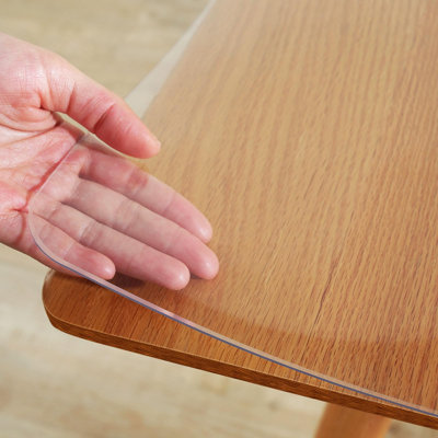 Housse de protection pour table transparente 24 x 48 pouces, 2 mm d'épaisseur | Protecteur de table rectangulaire en plastique transparent en PVC transparent, tapis de protection de bureau pour cuisine, commode, bureau d'écriture, table de salle à manger