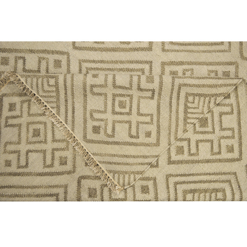Geometric Wool Hand Woven Area Rug, Rectangle 140 x 200cm