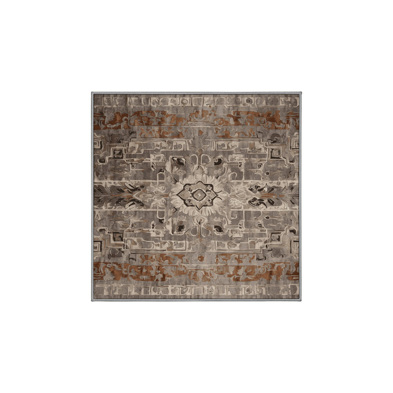 Machine Washable Gray Area Rug, Square 8'