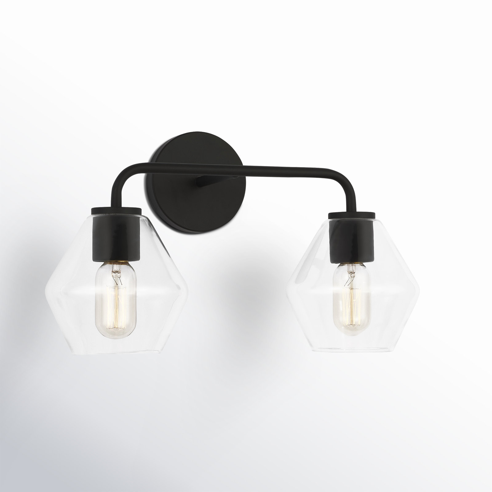 Rooks 2-Light Dimmable Vanity Light, Midnight Black, Clear