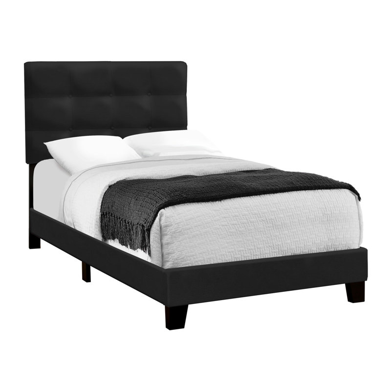 Structure de lit simple tapissier en velours noir - Transformez votre chambre à coucher jeune et confortable pour