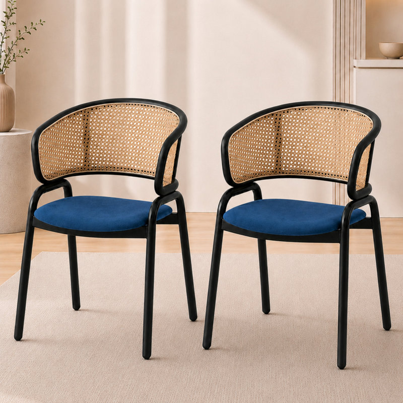Chaise de salle à manger Mid-Century, Bleu marine, 2