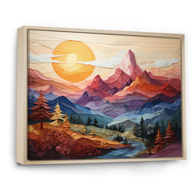 " Colourful Mountains Sharp Peaks II ", H 34 po x l 44 po x P 1,5 po, Cadre naturel flottant