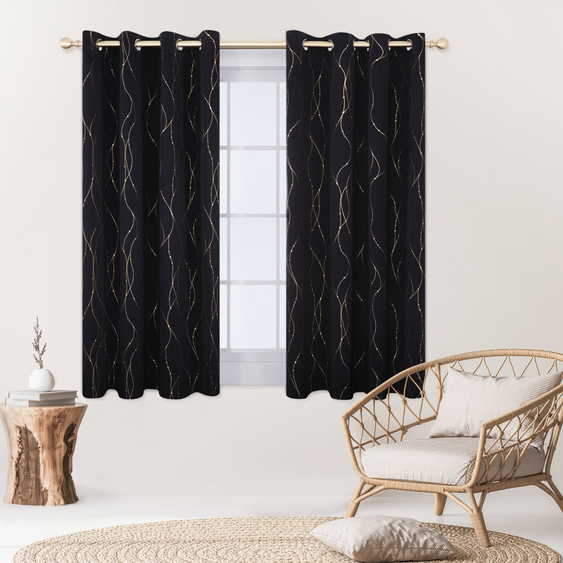 Blackout Curtain Pair, Black, 132cm W x 160cm D