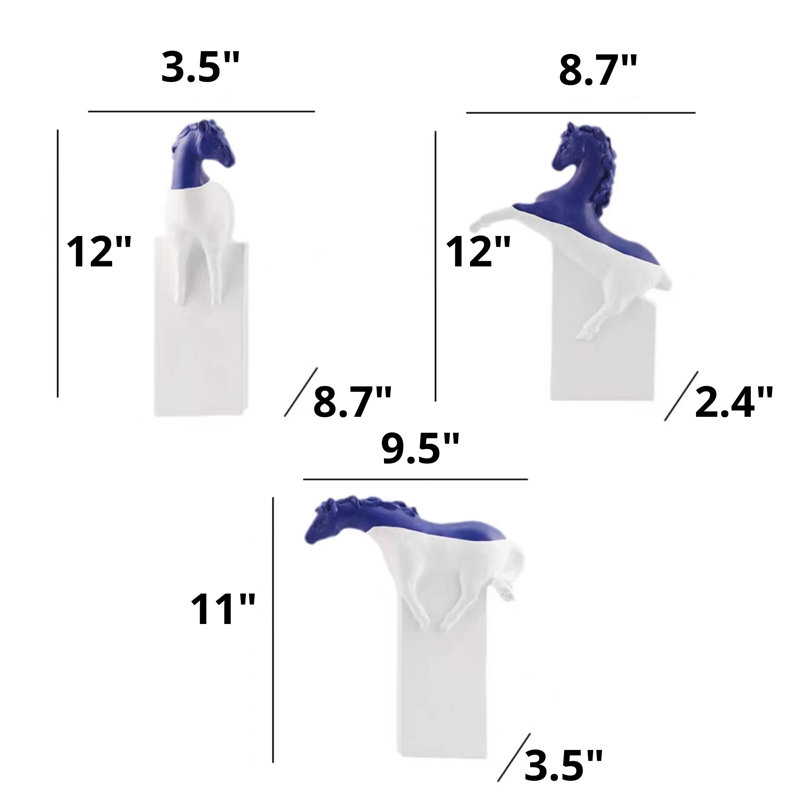 Ensemble de 3 figurines de chevaux abstraites