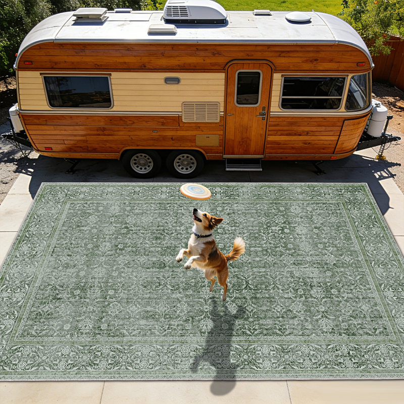 Retro European Style Rug for Living Room, Soft Accent Carpet for Bedroom, Washable Dining Room Rugs for Under Table, Non-Slip Farmhouse Bohemian Large Tumble Rug for High Traffic Area