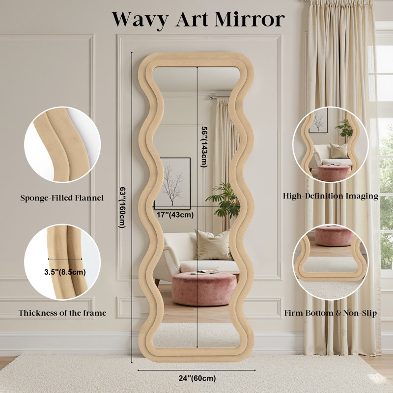 Wavy Full Length Mirror, Milk Tea