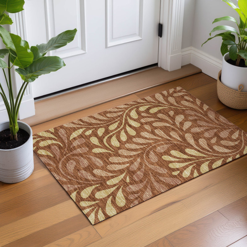 Machine Washable Indoor/Outdoor Chantille ACN2411 Botanical Rug, Rectangle 1'8" x 2'6"