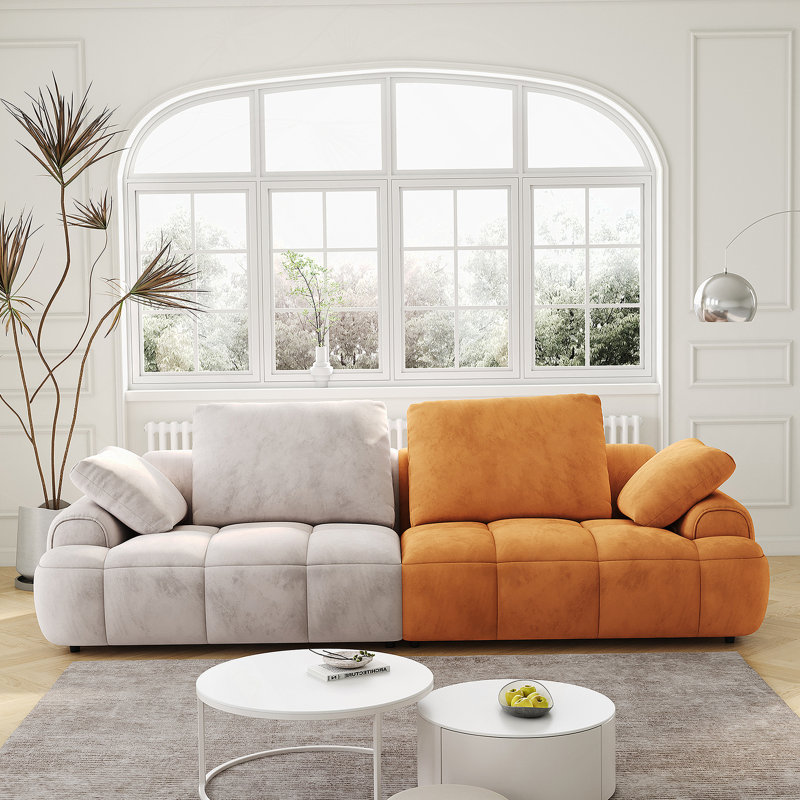 Canapé moderne confortable avec un revêtement élégant pour la détente, Gris/Jaune