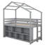 Lit mezzanine simple avec cadre de toit, étagère de rangement sous le lit-1303989718