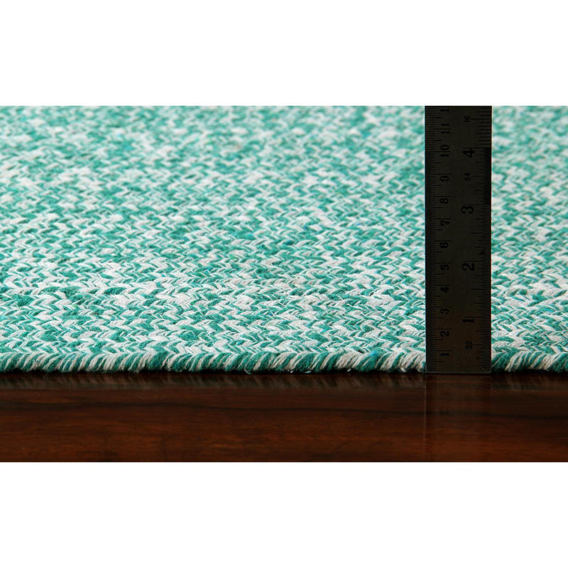 Tapis vert réversible tressé à la main, Ovale 3 pi x 5 pi