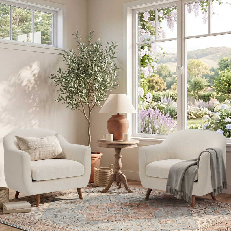 Chaise d'appoint Kaya Modern Upholstery - ensemble de 2, Beige