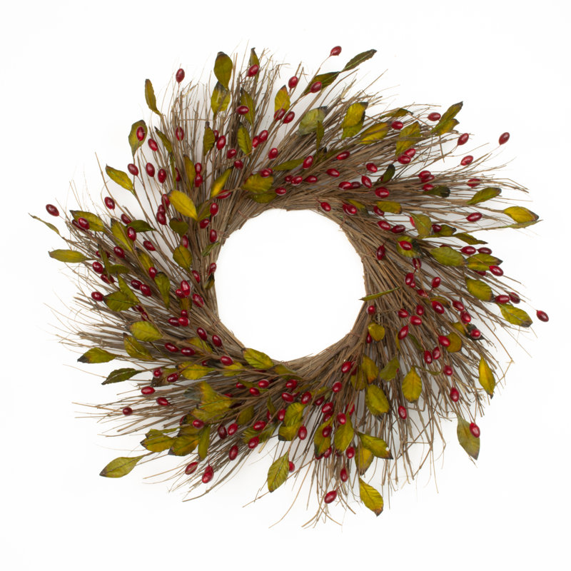 Couronne en soie canneberge spirale 22 po