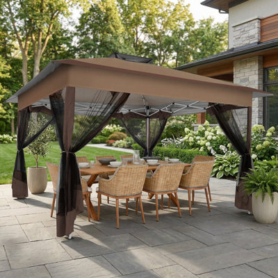 13x13 FT Instant Pop-Up Gazebo Outdoor Canopy Tent, Screened Patio Shelter with Portable Carry Bag