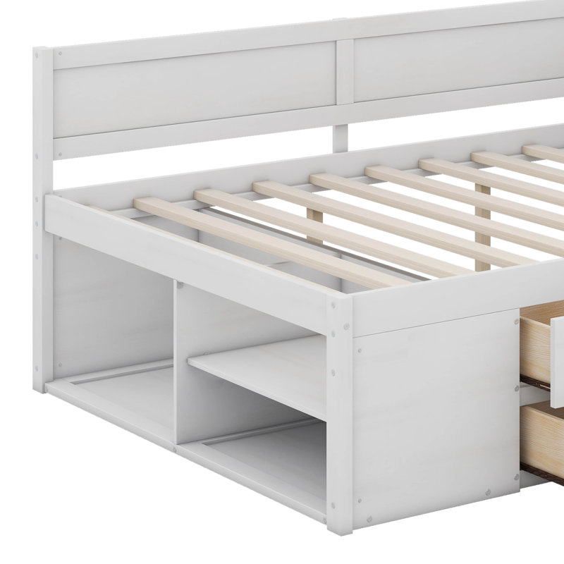 Daybed With Drawers And Shelves, Full/Doule, White